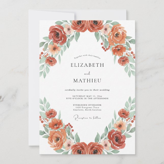 Invitation Mariage Automnal Radieux Rouille (Devant)