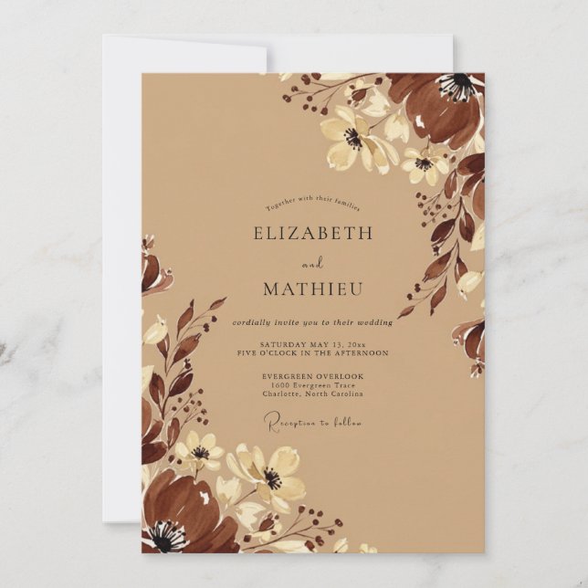 Invitation Mariage Automnal Raffiné (Devant)