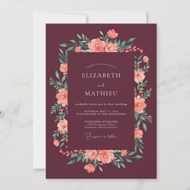 Invitation Mariage Automnal Raffiné en Bourgogne (Devant)