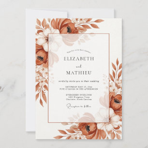 Invitation Mariage Automnal Raffiné en Terracotta