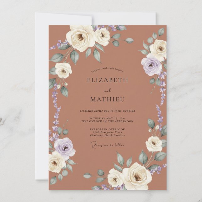 Invitation Mariage Automnal Raffiné en Terracotta (Devant)