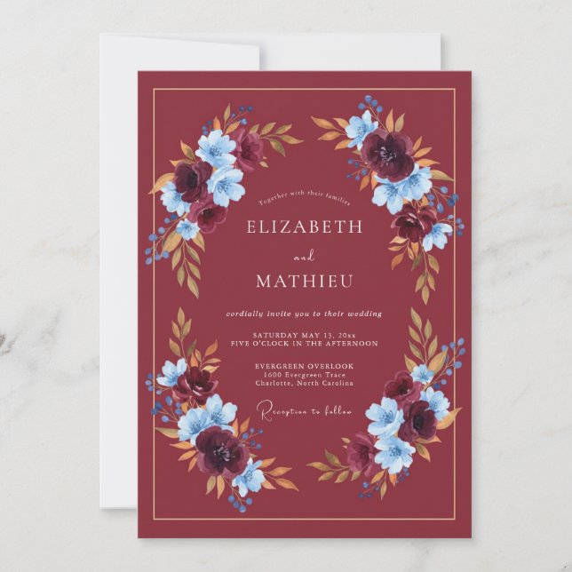 Invitation Mariage Automnal Régence Bordeaux (Devant)
