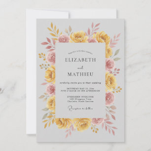 Invitation Mariage Automnal Resplendissant Jaune Moutarde