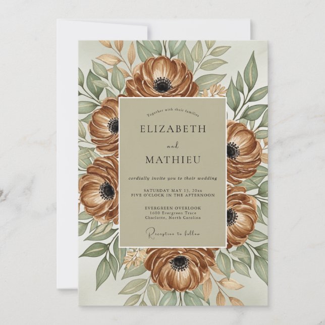 Invitation Mariage Automnal Riche en Cuivre (Devant)