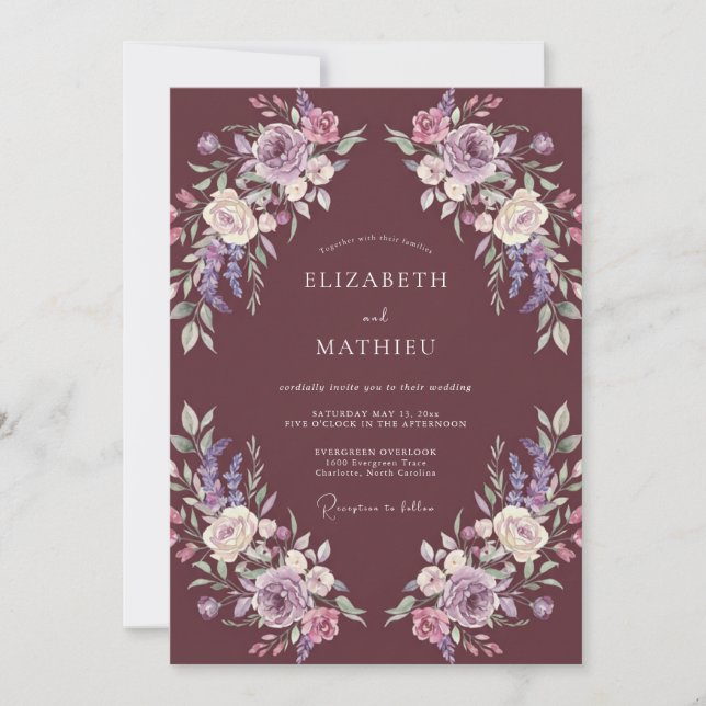 Invitation Mariage Automnal Riche en Vin (Devant)