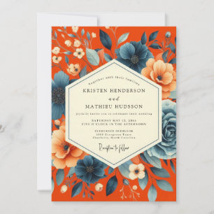Invitation Mariage Automnal Romance Florale Rose
