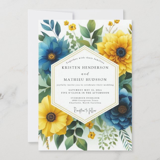 Invitation Mariage Automnal Romance Florale Rouge (Devant)