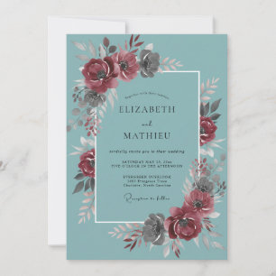 Invitation Mariage Automnal Rose Sarcelle