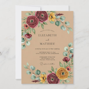Invitation Mariage Automnal Rustique en Bourgogne