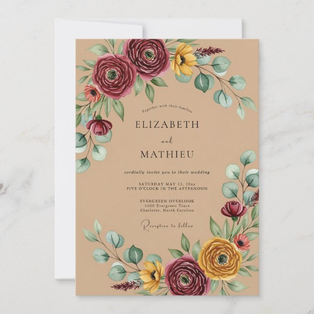 Invitation Mariage Automnal Rustique en Bourgogne (Devant)