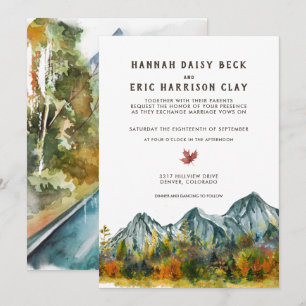 Invitation Mariage Automnal Rustique en Montagne