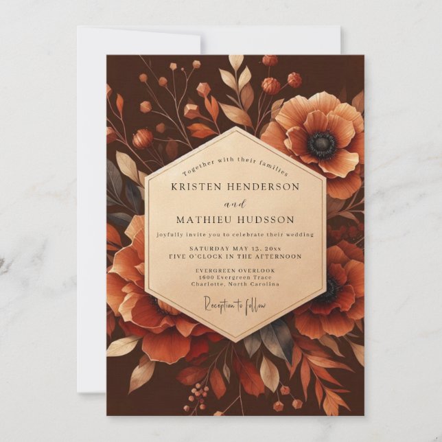 Invitation Mariage Automnal Rustique et Artistique (Devant)