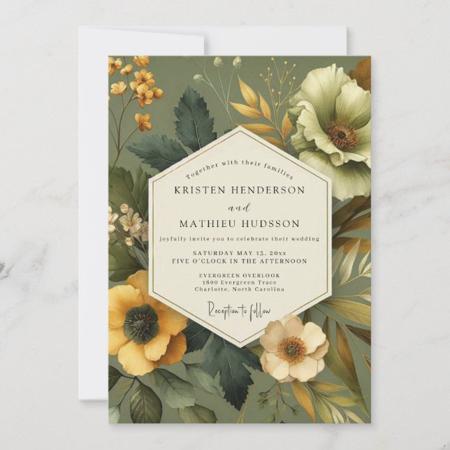 Invitation Mariage Automnal Saffron Sage (Devant)