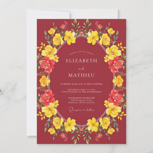 Invitation Mariage Automnal Sangria Époustouflant (Devant)