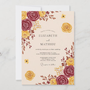 Invitation Mariage automnal séduisant en Bourgogne