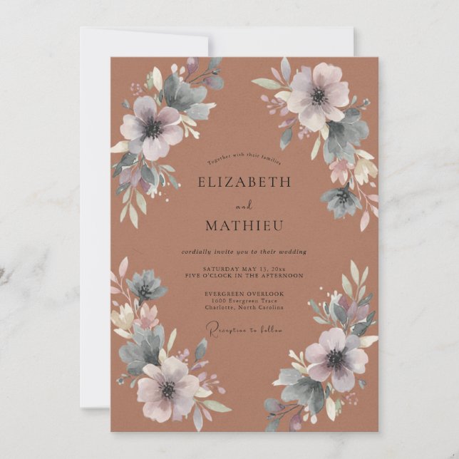 Invitation Mariage Automnal Serein Orange Brûlé (Devant)