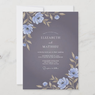 Invitation Mariage Automnal Sérénité Violet Atténué