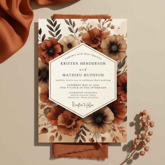 Invitation Mariage Automnal Sienne Bloom (Créateur téléchargé)