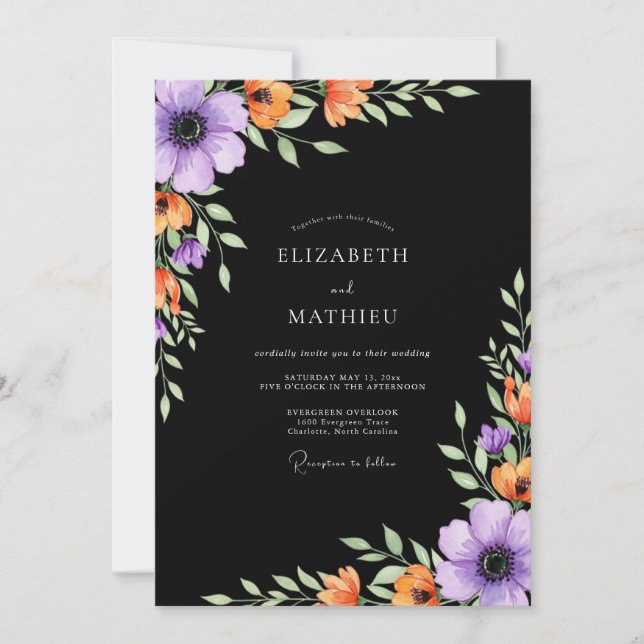 Invitation Mariage Automnal Sombre Envoûtant (Devant)