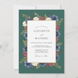 Invitation Mariage Automnal Sombre et Vert