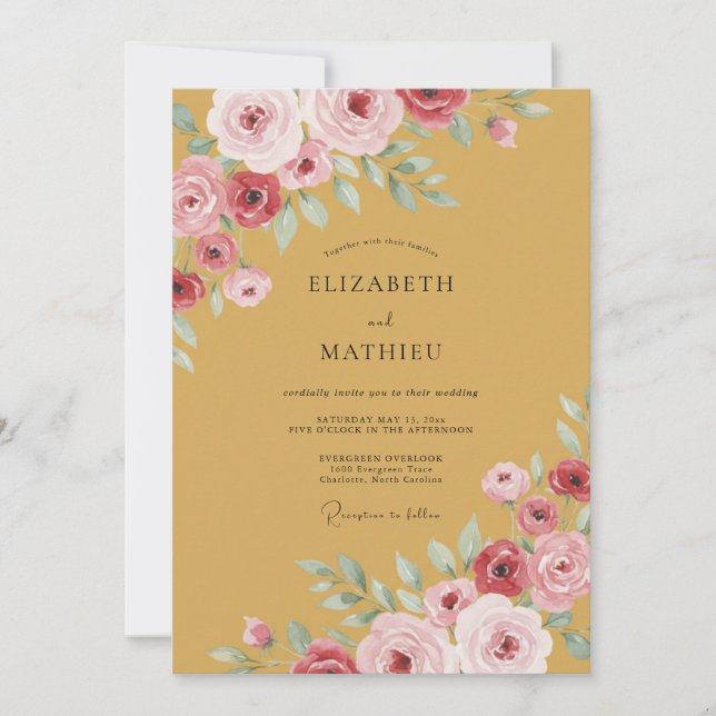 Invitation Mariage Automnal Somptueux Ocre (Devant)