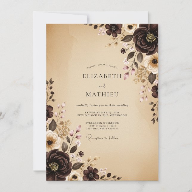 Invitation Mariage Automnal Sophistiqué (Devant)