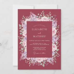 Invitation Mariage Automnal Sophistiqué de Couleur Bordeaux