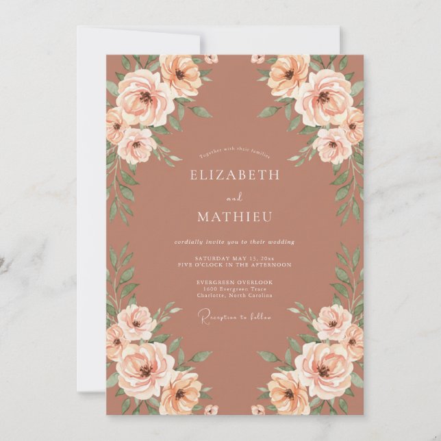 Invitation Mariage Automnal Terracotta Apaisé (Devant)