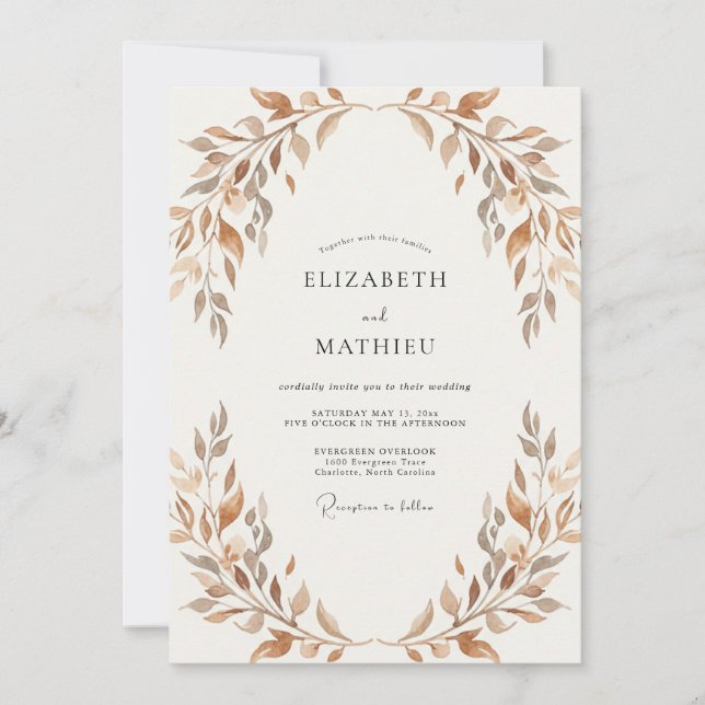 Invitation Mariage Automnal Terracotta Douillet (Devant)