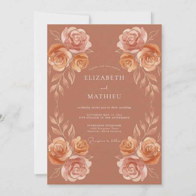 Invitation Mariage Automnal Terracotta Lustré (Devant)