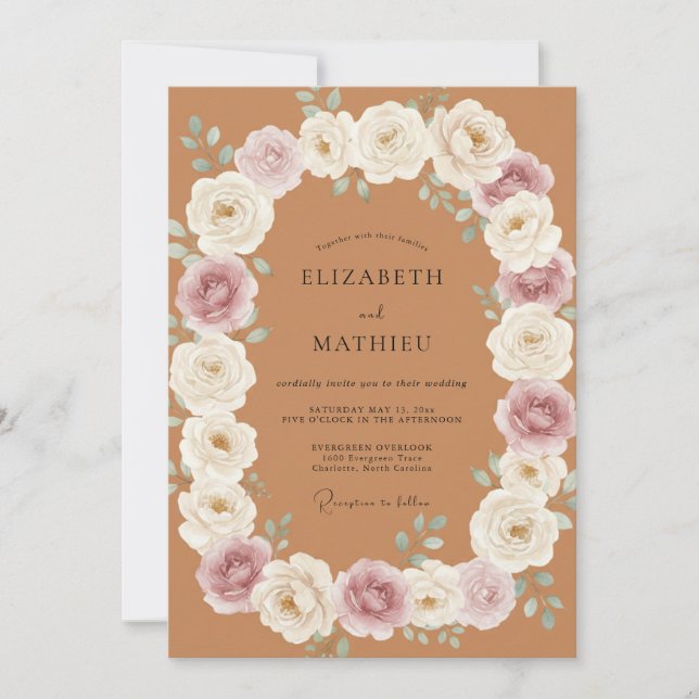 Invitation Mariage Automnal Terracotta Luxuriant (Devant)