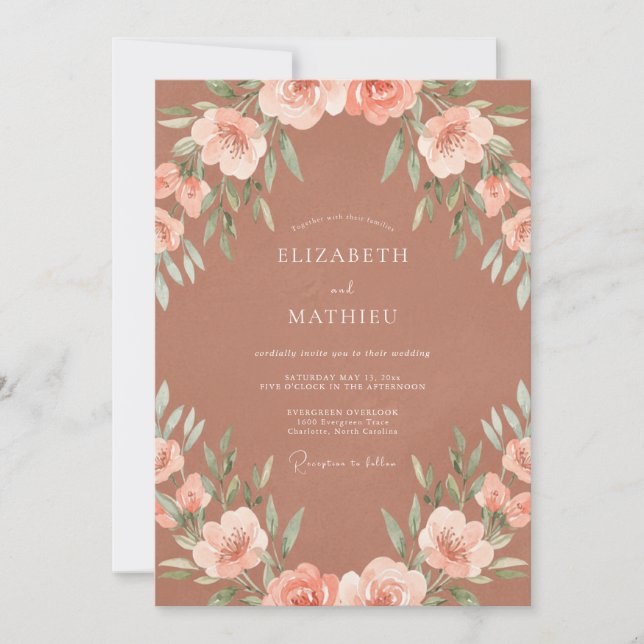 Invitation Mariage Automnal Terracotta Terreux (Devant)