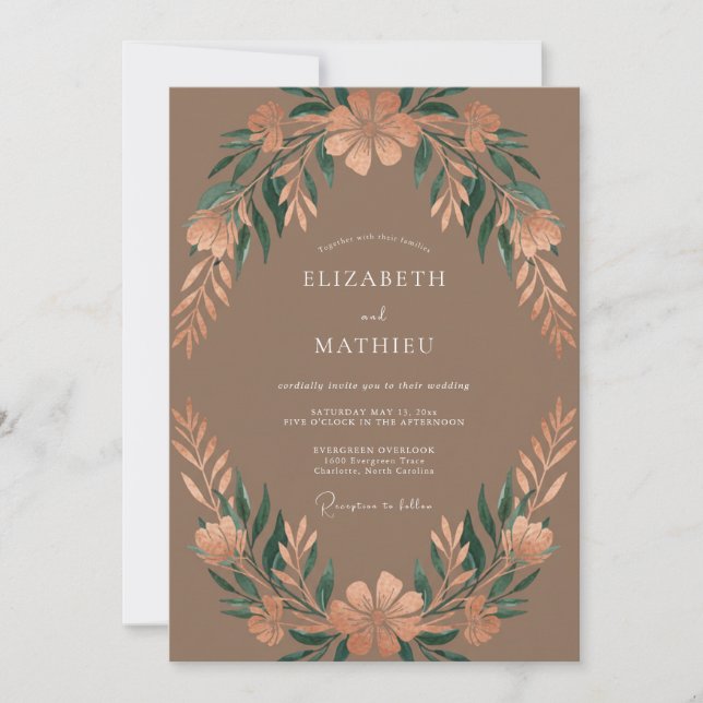 Invitation Mariage Automnal Terreux Mocha (Devant)