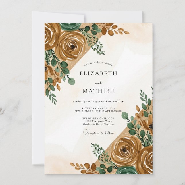 Invitation Mariage Automnal Terreux Ocre (Devant)