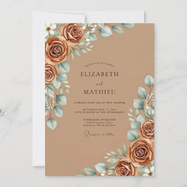 Invitation Mariage Automnal Terreux Sienne (Devant)