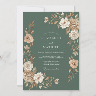 Invitation Mariage Automnal Terreux Vert Olive