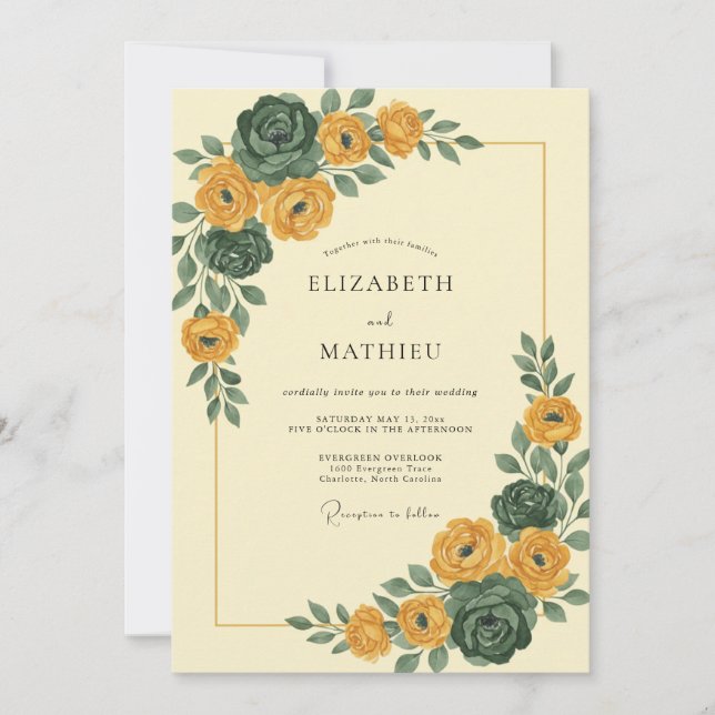 Invitation Mariage Automnal Terrien Moutarde (Devant)