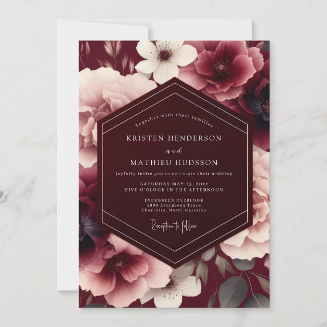 Invitation Mariage automnal velouté de Bourgogne (Devant)
