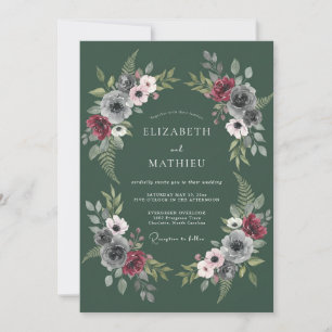 Invitation Mariage Automnal Vert Chasseur et Sombre