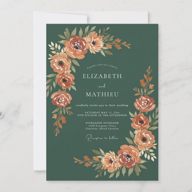 Invitation Mariage Automnal Vert Forêt Luxuriant (Devant)