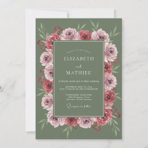 Invitation Mariage Automnal Vert Sauge Triste