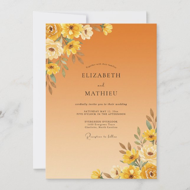 Invitation Mariage Automnal Vibrant à la Moutarde (Devant)