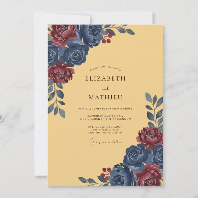 Invitation Mariage Automnal Vintage Ochre (Devant)
