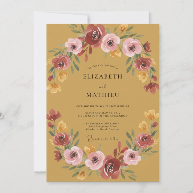 Invitation Mariage Automnal Vivid Ocre (Devant)