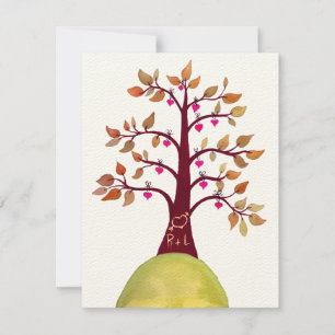 Invitation Mariage Automne Automne Amour Coeur Arbre Carving 