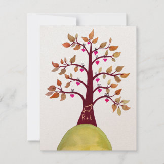 Invitation Mariage Automne Automne Amour Coeur Arbre Carving