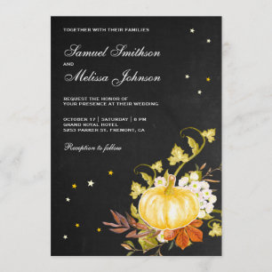 Invitation Mariage Automne Vintage Rustique Tableau Noir Citr