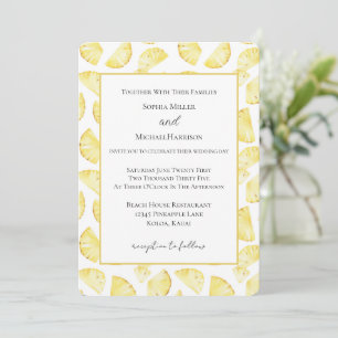 Invitation Mariage aux Ananas Jaunes Tropicaux  