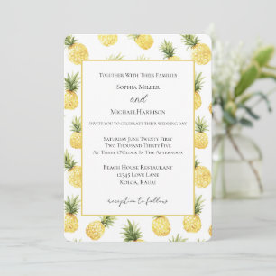 Invitation Mariage aux Ananas Jaunes Tropicaux  