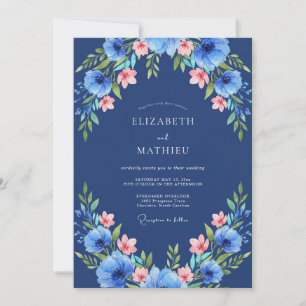 Invitation Mariage aux Anémones de Cobalt